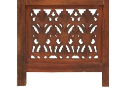 Biombo esculp mão 3 painéis 120x165cm mangueira maciça castanho