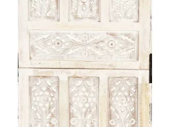 Biombo esculp. mão 5 painéis 200x165cm mangueira maciça branco
