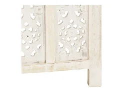 Biombo esculp. mão 5 painéis 200x165cm mangueira maciça branco