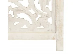 Biombo esculp. mão 3 painéis 120x165 cm mangueira maciça branco