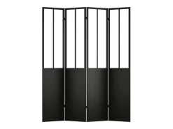 Biombo estilo atelier industrial em metal 4 painéis C160 x A178 cm preto - KALEVI