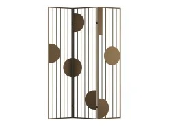 Biombo metálico de três painéis com design vazado - L 123 x A 180 cm - Dourado - KANDY