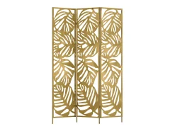 Biombo perfurado floral em metal 3 painéis C123 x A180 cm dourado - KODILA