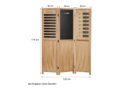 Biombo 170x120x2 cm paravento em madeira natural