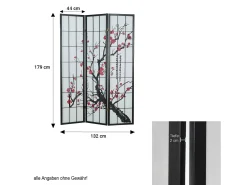Biombo 179x132x2 cm preto Shoji