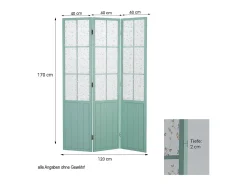 Biombo 170x120x2 cm Turquesa Estilo Campestre