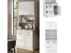Bloco de cozinha branco alto brilho 80x60x81.6 r-line