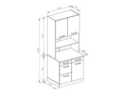 Bloco de cozinha branco alto brilho 80x60x81.6 r-line