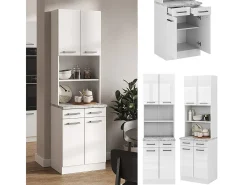 Bloco de cozinha branco alto brilho 60x60x81.6 r-line