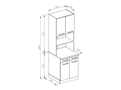 Bloco de cozinha branco alto brilho 60x60x81.6 r-line