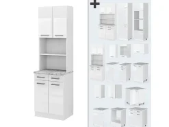 Bloco de cozinha branco alto brilho 60x60x81.6 r-line