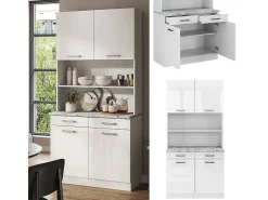 Bloco de cozinha branco alto brilho 100x60x81.6 r-line