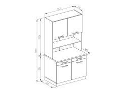 Bloco de cozinha branco alto brilho 100x60x81.6 r-line