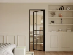 Bloco porta reversível em alumínio e vidro temperado - A204 x L73 cm - Preto - SANIVA