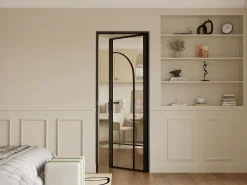Bloco porta reversível em alumínio e vidro temperado - H204 x L73 cm - Preto - CLOSIDA