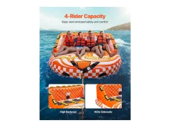 Boia Rebocável, SucceBuy Boia Rebocável para Passeios de Barco, Boia Rebocável Insuflável para Desportos Aquáticos para 1 a 4 Passageiros