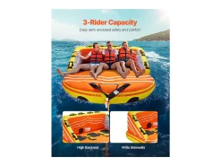 Boia Rebocável, SucceBuy Boia Rebocável para Passeios de Barco, Boia Insuflável para Desportos Aquáticos para 1 a 3 Passageiros