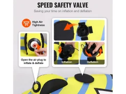 Boia Rebocável, SucceBuy Boia Rebocável para 1 a 3 Passageiros, Insuflável, 231 kg, Capa em Nylon, Pegas em EVA