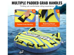 Boia Rebocável, SucceBuy Boia Rebocável para 1 a 3 Passageiros, Insuflável, 231 kg, Capa em Nylon, Pegas em EVA