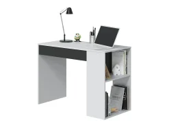 Boise Desk, Mesa multifuncional reversível com gaveta, Mesa de estudo ou escritório para PC, 101x50h73 cm, Branco e Antracite