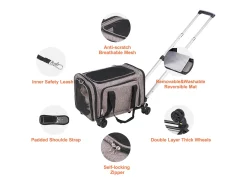 Bolsa de Transporte para Gatos SucceBuy, para Animais de Estimação com Menos de 11 KG, 1 Tigela Dobrável Incluída, Cinzento