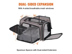 Bolsa de Transporte para Gatos SucceBuy, para Animais de Estimação com Menos de 11 KG, 1 Tigela Dobrável Incluída, Cinzento