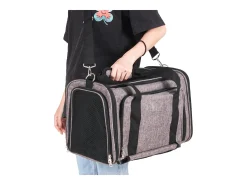 Bolsa de Transporte para Gatos SucceBuy, para Animais de Estimação com Menos de 11 KG, 1 Tigela Dobrável Incluída, Cinzento