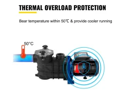 Bomba de Filtragem para Piscina SucceBuy 15000 L/h Bomba de Circulação de Água Cesto de Filtro Amovível 1 HP 750 W 3450 Rpm 50 ℃ 2 Mangueiras de Montagem