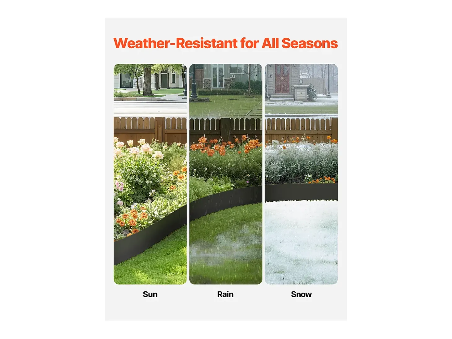 Borda de Jardim em Aço Anti-ferrugem SucceBuy, 6 PCS, 101,6 x 20,3 cm, Preto, para Jardins, Relvados, Pátios
