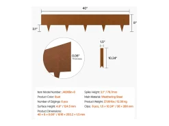 Borda de Jardim em Aço SucceBuy Resistentes às Intempéries, 1016x203,2mm, Lote de 6
