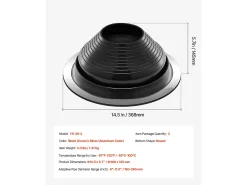 Botas de Flange para Tubos SucceBuy Lote de 2 de Telhado para Tubos de 15 a 28 cm, EDPM Flexível, Resistente a Altas Temperaturas, Base de Metal Durável
