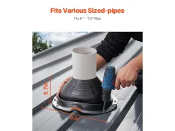 Botas de Flange para Tubos SucceBuy Lote de 2 de Telhado para Tubos de 15 a 28 cm, EDPM Flexível, Resistente a Altas Temperaturas, Base de Metal Durável