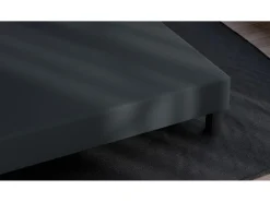Box Spring Estofado 90x 200 - Madeira de Pinho Reforçada - Faia Maciça - Antracite - Estrutura Sólida de Qualidade - Confortável Douce Lune®