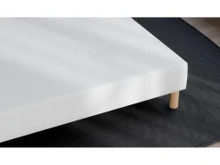 Box Spring Estofado 140x 200 - Madeira de Pinho Reforçada - Faia Maciça - Branco - Estrutura Sólida de Qualidade - Confortável Douce Lune®