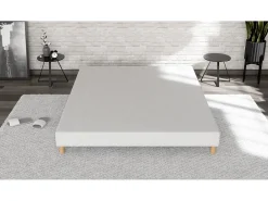 Box Spring Estofado 90x 190 - Madeira de Pinho Reforçada - Faia Maciça - Branco - Estrutura Sólida de Qualidade - Confortável Douce Lune®
