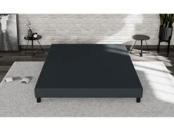 Box Spring Estofado 90x 190 - Madeira de Pinho Reforçada - Faia Maciça - Antracite - Estrutura Sólida de Qualidade - Confortável Douce Lune®