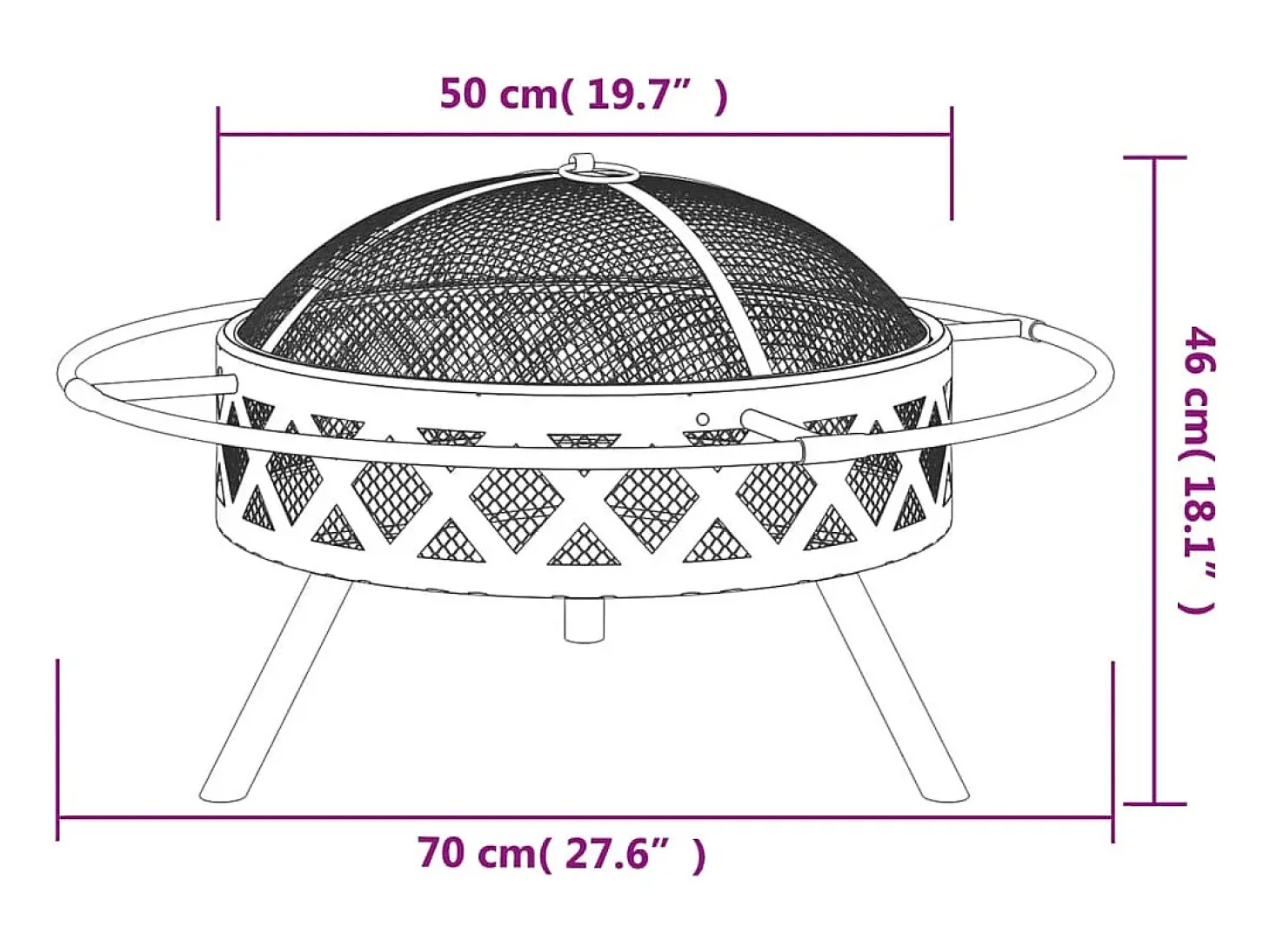 Braseira com atiçador 70 cm XXL aço