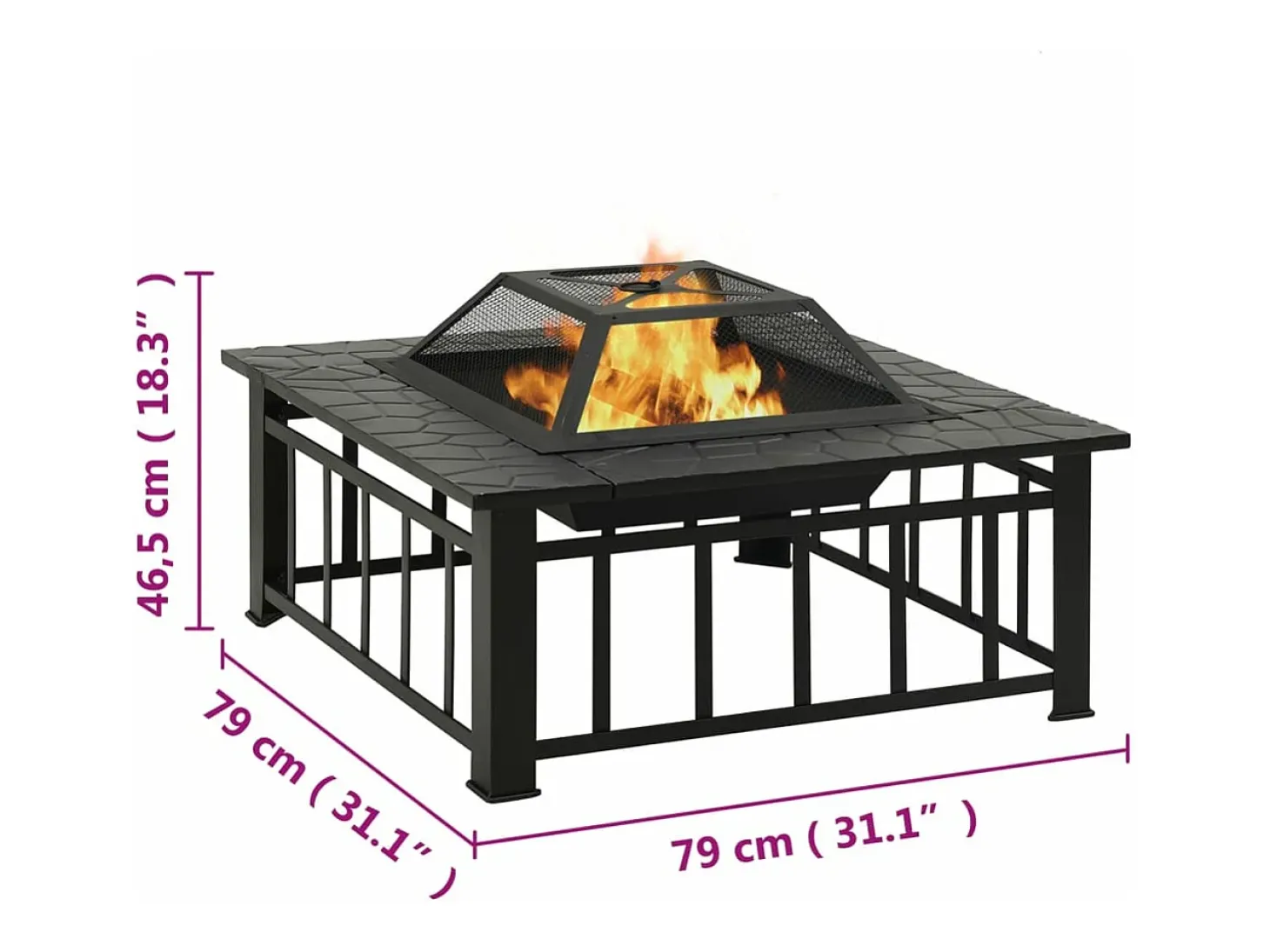 Braseira com atiçador 79x79x46,5 cm XXL aço