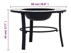 Braseira em mosaico 68 cm cerâmica verde