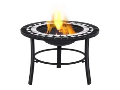 Braseira em mosaico 68 cm cerâmica preto e branco