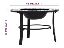 Braseira em mosaico 68 cm cerâmica preto e branco