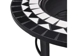 Braseira em mosaico 68 cm cerâmica preto e branco