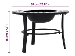 Braseira em mosaico 68 cm cerâmica preto e branco
