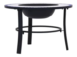 Braseira em mosaico 68 cm cerâmica azul e branco