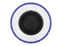 Braseira em mosaico 68 cm cerâmica azul e branco