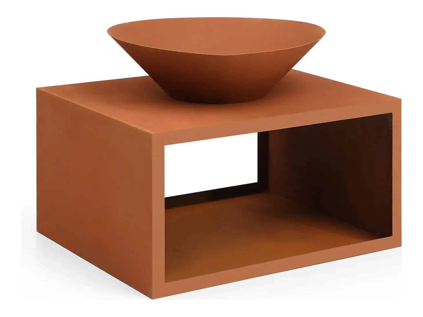 Braseiro com arrumação para lenha em aço Corten C90 x A67,5 x L75 cm BEZIO
