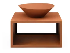 Braseiro com arrumação para lenha em aço Corten C90 x A67,5 x L75 cm BEZIO