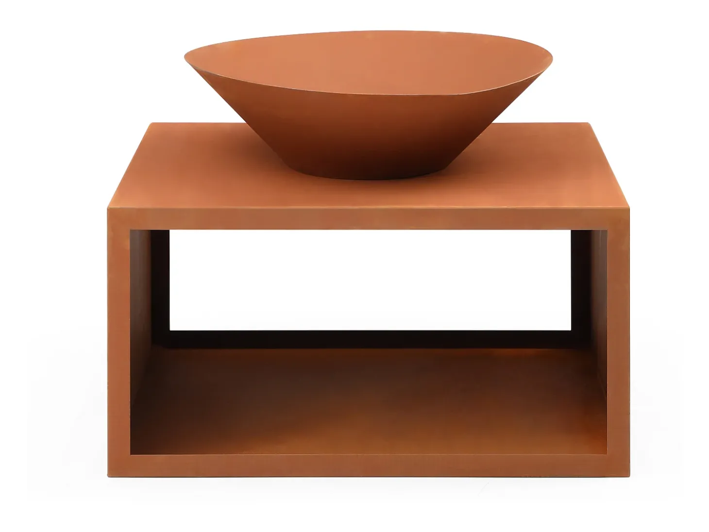 Braseiro com arrumação para lenha em aço Corten C90 x A67,5 x L75 cm BEZIO