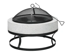 Braseiro em pedra "Torro" - 70 x 70 x 49 cm - Branco