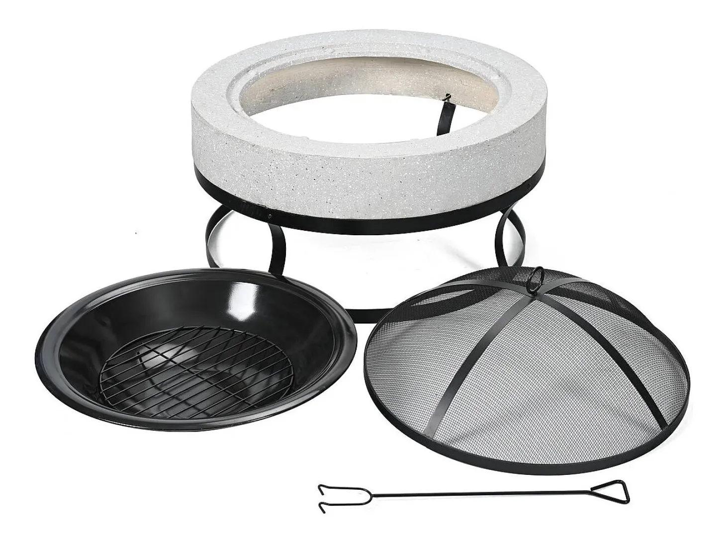 Braseiro em pedra "Torro" - 70 x 70 x 49 cm - Branco